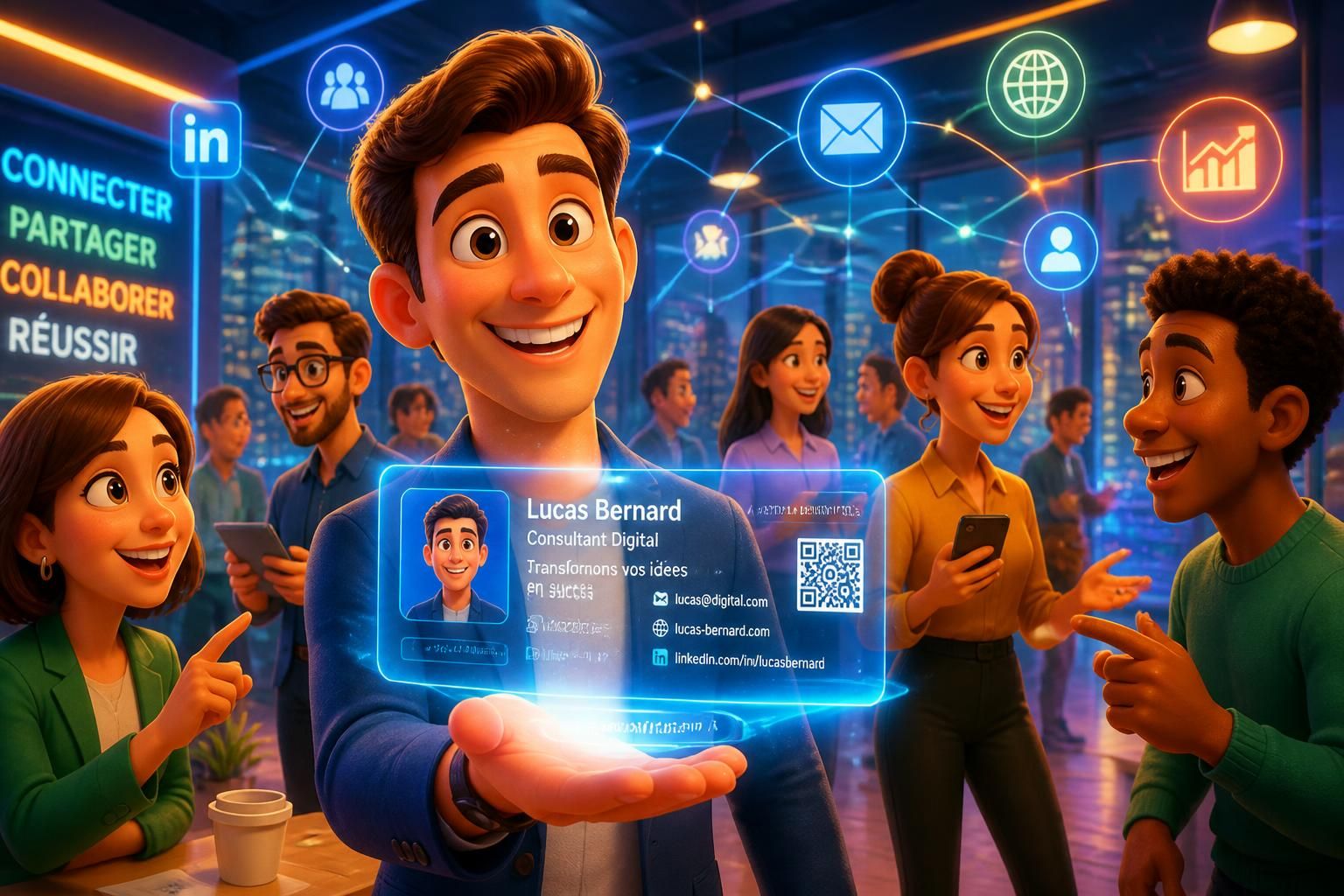 créez gratuitement votre carte de visite digitale et développez votre réseau professionnel rapidement et efficacement.