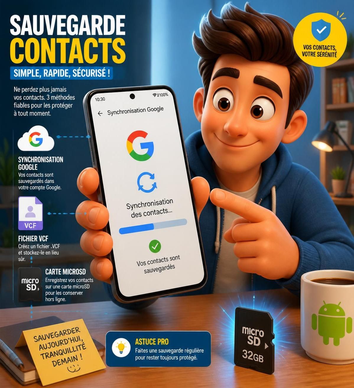 Sauvegarder ses contacts Android : la méthode simple et rapide 1 apprenez comment sauvegarder facilement et rapidement vos contacts android grâce à notre méthode simple et efficace. protégez vos données sans tracas !